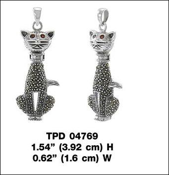 Cat Marcasite Pendant TPD4769 - Jewelry